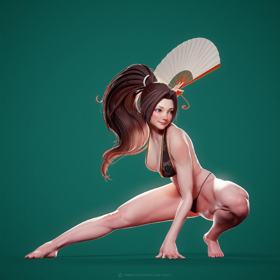 ต้นแบบซีจีงานปั้นงาม ๆ ของ Mai Shiranui จากภาพวาดของ Kyoung Hwan Kim