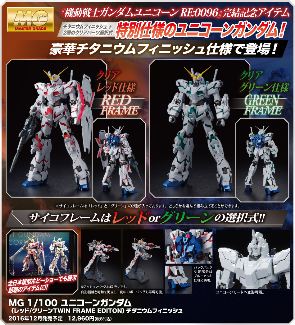 รายละเอียดสินค้าและวันจำหน่ายของ MG twin fram kit - Gundam Unicorn