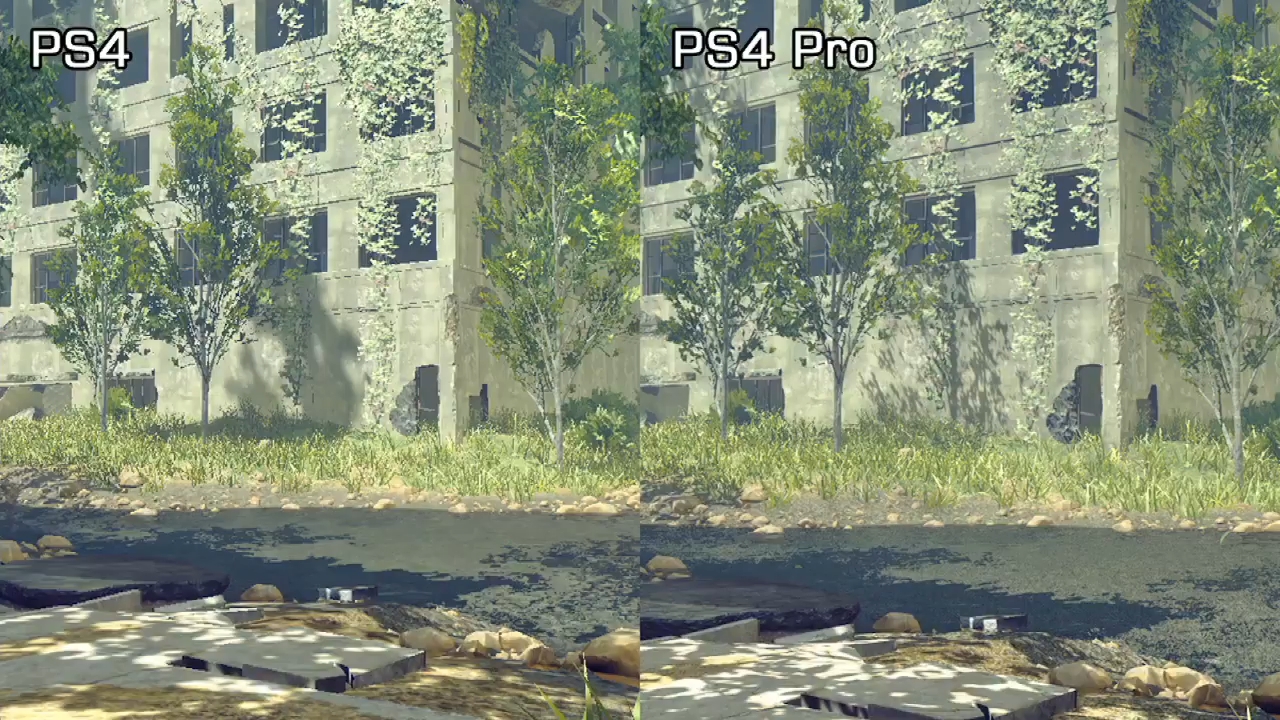 ภาพเปรียบเทียบของ PS4 Pro ของเกมส์ NieR: Automata